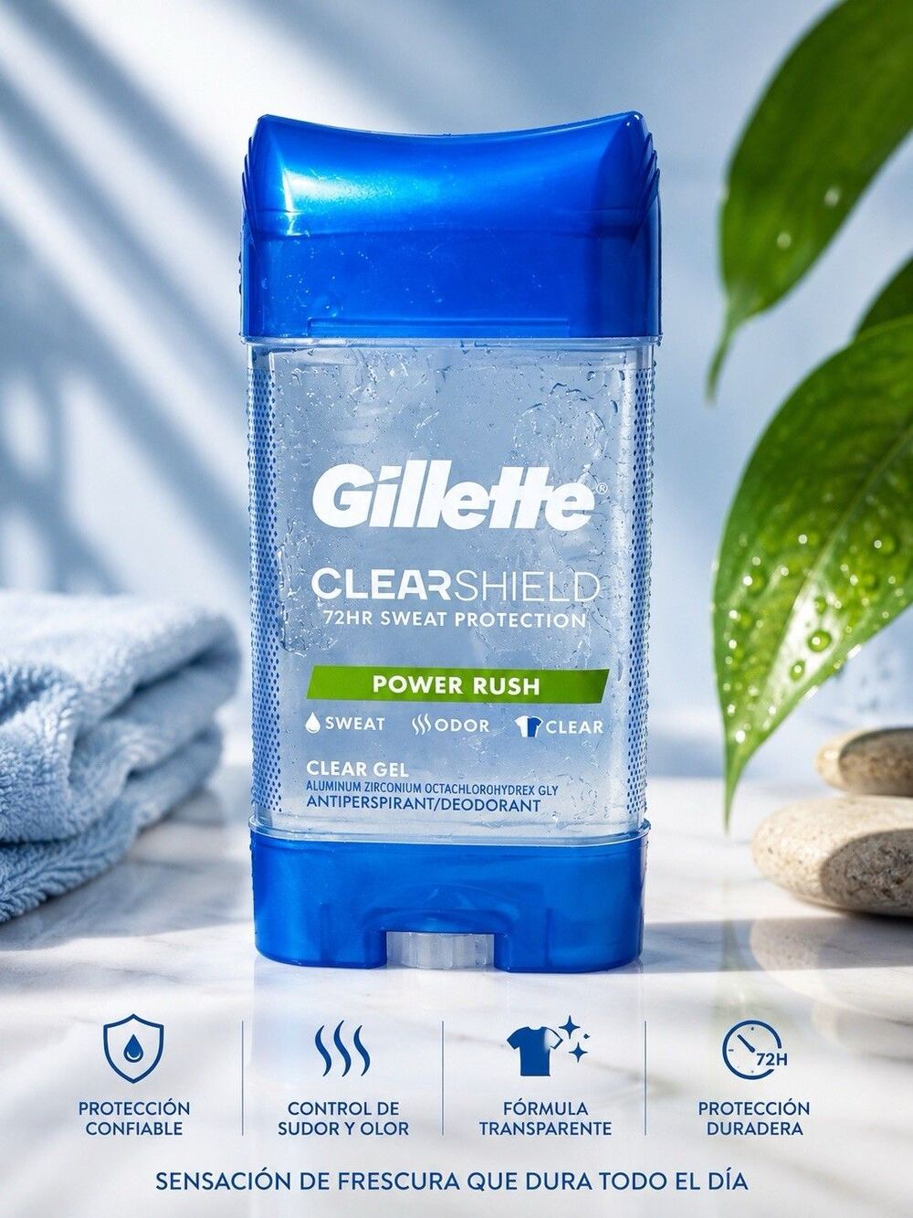 Gillette Clear Gel Power Rush Anti-Perspirant Deodorant, 3.8 Oz  . Sealed New